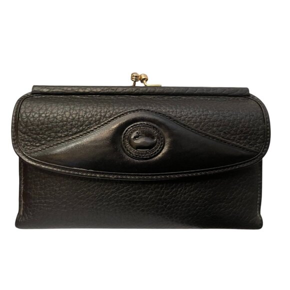 DOONEY & BOURKE Vintage Kisslock Wallet Black Leather USA Big Duck AWL +ORIG PEN